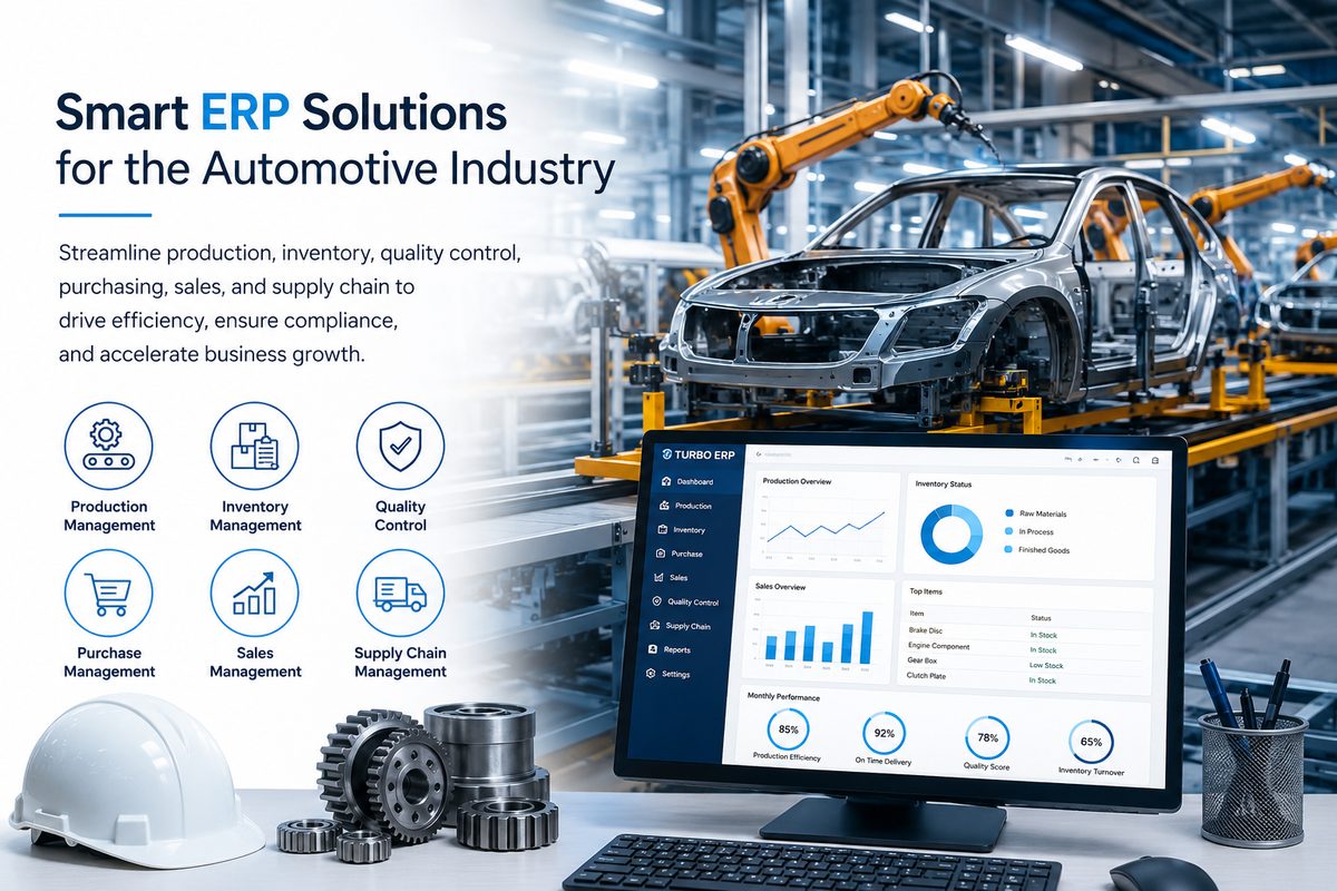 Smart ERP solutions for the automotive industry: production, inventory, quality control, purchase, sales and supply chain