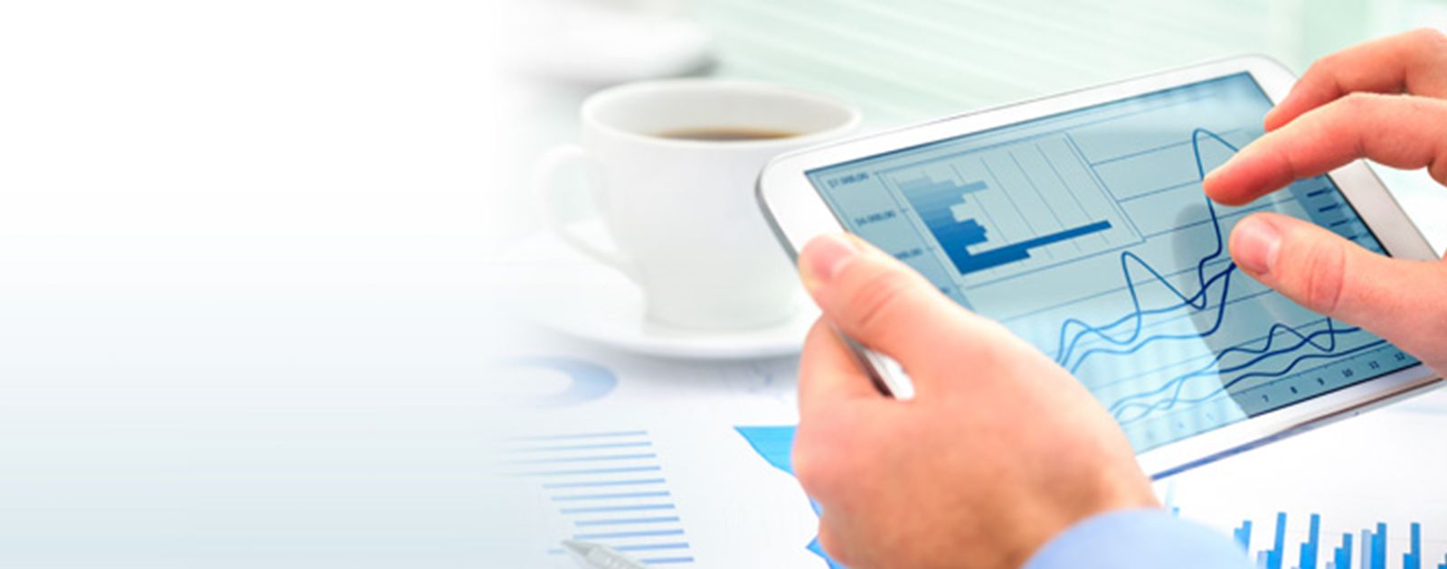 Business charts on a tablet